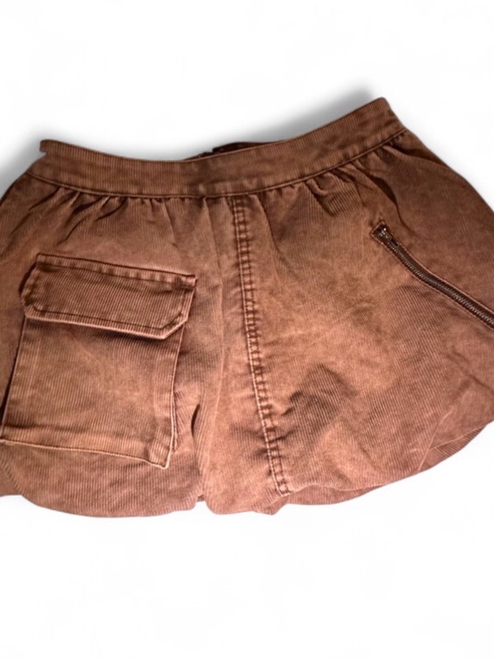AKIRA Brown Corduroy Mini Skirt with Utility Pockets and short